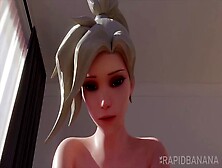 Overwatch Mercy Rides A Huge Cock In A Cowgirl Pose