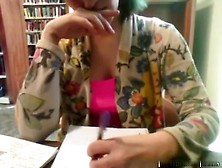 Bored College Hotty At Their School Library