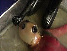 Latex Thrall Hotty In Transparent Vacuumbed With Ballhood Breath Play Control