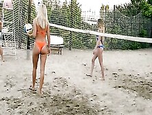 Angel Emily And Mary Kalisy Have Decided To Have A Beach Volleyball Game With Renato Acting As The Referee.  Dressed
