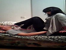 Cute Amateur Girl Makes Her Boyfriend Smell Her Socks And Suck Her Toes On The Sofa