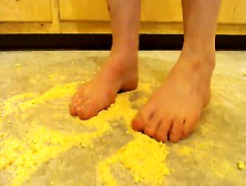 Dreena Rogue Crushing Tiny Hard Corn Muffins With Her Strong Feet