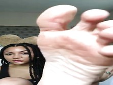Ebony Teen Loses Colorful Socks And Exposes Her Caramel Feet