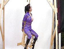 Latex Catsuit Suspended Chair Tie