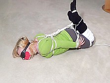 Roped,  Blindfolded,  Gagged,  And Vibed In Yoga Pants