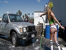 Lexi Belle Washes A Car Before Playing With A Hard Dick