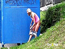 Watch This Desperate Teen Get Caught Peeing In Public And Get Punished With A Hard Fuck