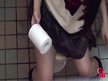Sexy Japanese Schoolgirl Caught Pooping In The Toilet