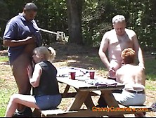 Naughty Two Grannies Have A Hot Picnic Orgy