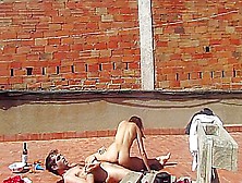 Amateur Couple Fucking At The Terrace,  Outside Sex