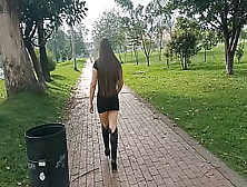 Esposa Puta Infiel Caminando Por La Ciudad Con Su Amante Exhibiendo Su Culo Y Su Snatch Mientras Su Esposo Trabaja Unfaithful Sk