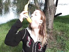 Maggie Performance Off Her Deepthroating Talent With Long Banana