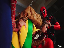Allie Haze Gets Fucked Hard By Two Super Heroes