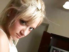 Dirty Blondie In Lace Panties Rubs Her Ass Against Guy's Crotch