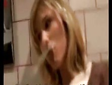 Blonde Girl Fisting Pussy In Toilets Room
