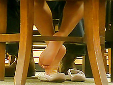Candid Teen Girl Feet In The Library