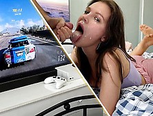 She Was Just Playing Xbox And Suddenly Got A Deep Slobbery Throat Fuck