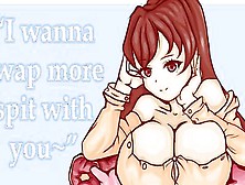 Foxy Anime Redhead Teases With Her Big Tits And Cleavage