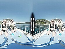 Ingrida And Diana Nude Sunbathing On A Yacht Vacation Playing With Bubbles