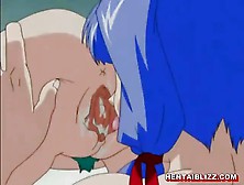 Blue Haired Anime Girl Has Sex