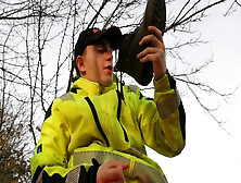 Cum In Boots Solo Pissing And Jerkoff In Hi-Vis Uniform