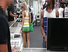 Pawnshop Ebony Cucks Boyfriend By Sucking Manager
