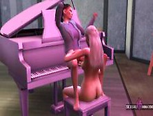 Piano Class Ends In Lesbian Sex,  My Student Tastes My Big Plastic Cock - Sexual Hot Animations