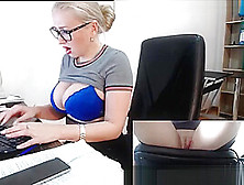 Milf Playing With A Remote Vibrator At The Office