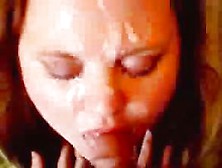 Chubby Redhead Gets Her Face Covered In Warm Jizz