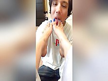 Cute Boyfriend Kissing And Licking My Hot Feet & Toes With Blue Nail Polish