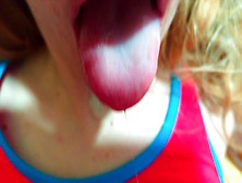 Girlfriend Eating Cum After Tongue Cumshot - Close Up / Slow Motion Replay