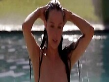 Long-Haired Celebrity Swimming Nude At Pool