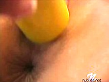 Tiff Nubiles With Yellow Sex Toy In Her Moist Snatch Gives An Awesome Closeup Of Her Clit