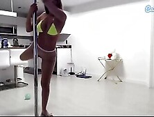 Pole Dancing Latina Pornstar Rides Dildo In Solo