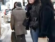 My Dark-Haired Excited Wife Flahes Her Goodies In Public