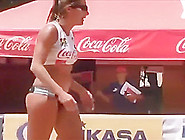 Beach Volleyball Girls With Athletic Asses In Bikini Bottoms