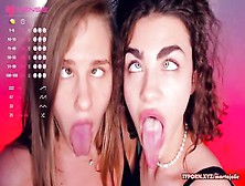 Stunning Lesbian French Kissing On Webcam