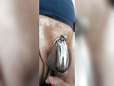 Chastity Tease With Dildo And Ball Slapping