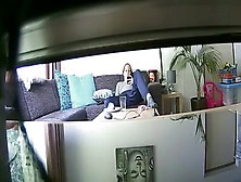 Peeping Tom Uses A Hidden Cam To Spy On A Brunette Lounging