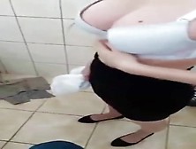 School Girls Comparing Tits Size On The Toilet