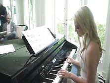 Cute Young Blonde Is Learning How To Play The Piano And Ride The Cock