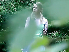 Blonde Peeing In The Woods 2