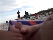 Horny Daddy Pisses And Jerks Off His Penis On A Black Babe At The Beach