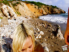 Blonde Babe Has Stranded Lover Fuck Her Anus Bare On A Secluded Beach.