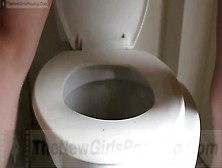 The Girl Pooping In A Toilet Bowl.  Close-Up 2 - Pooping,  Pis