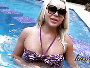Hot Blonde Shemale Flashing In The Hotel Swimming Pool