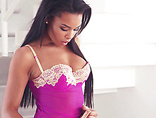 Very Hot Ebony Solo Model Posing In And Out Of Lingerie.