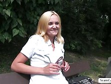 Euro Girl Bozena Gains Cash And Gets Pussy Fucked By The Fake Agent In Bushes