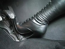 Black Stiletto Boots Pumping Gas Pedal