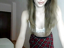 Cute Teen Camgirl In Plaid Schoolgirl Skirt
